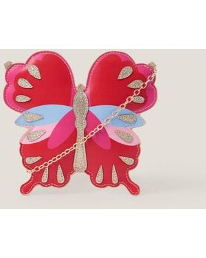 Monsoon Glitter Butterfly Crossbody Bag - Red