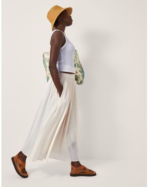 Monsoon Bethany Crinkle Midi Skirt Cream - Natural