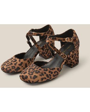 Monsoon Gia Leopard Print Mary Jane Heels Natural