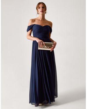 Monsoon Evelyn Bardot Bridesmaid Dress Blue