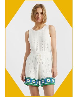 Monsoon Chinti & Parker Hand Crochet Shorts Multi - Blue