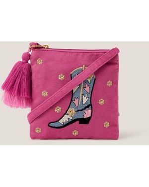Monsoon Cowgirl Embroidered Crossbody Bag - Pink