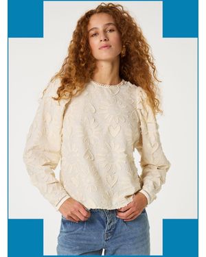 Monsoon Fabienne Chapot Ida Embroidered Top White - Blue