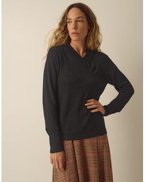 Monsoon Fay Frogging Knit Jumper Black