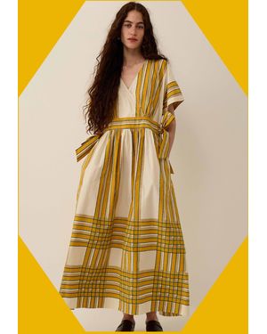 Monsoon East Alana Stripe Tie Side Maxi Dress Yellow
