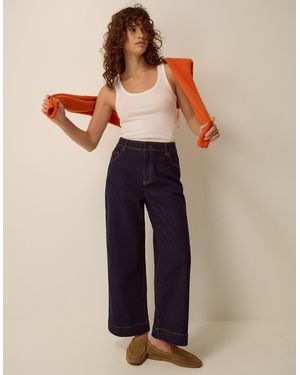 Monsoon Hallie Regular Cropped Wide Leg Jeans Blue