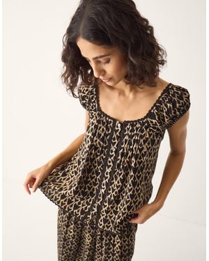 Monsoon Arti Print Button Top Black