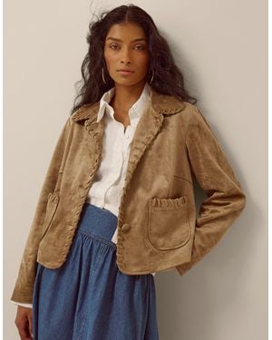 Monsoon Sofia Faux Suede Jacket Ivory - Brown