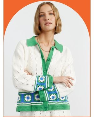 Monsoon Chinti & Parker Hand Crochet Shirt Multi - Blue