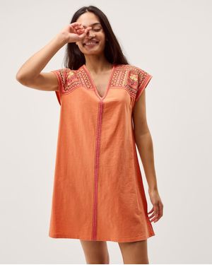 Monsoon Juliet Embroidered Mini Kaftan Orange