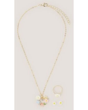 Monsoon Flower Heart Jewellery Set - Natural