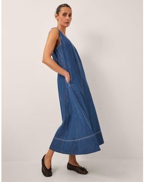 Monsoon Sara Sleeveless Denim Maxi Dress Blue