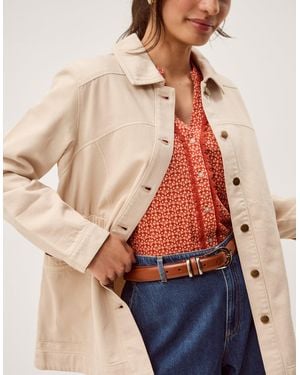 Monsoon Mabel Longline Denim Jacket Natural - Orange