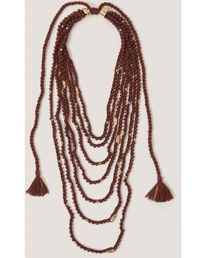 Monsoon Bead Tassel Layered Necklace - Natural