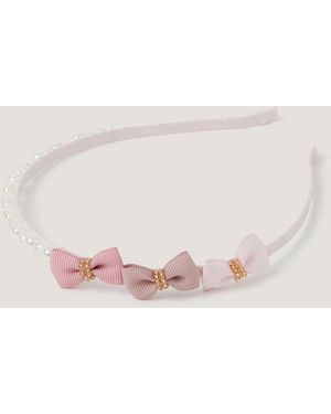 Monsoon Triple Bow Pearl Hairband - Pink
