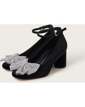 Monsoon Diane Diamante Bow Velvet Heels Black