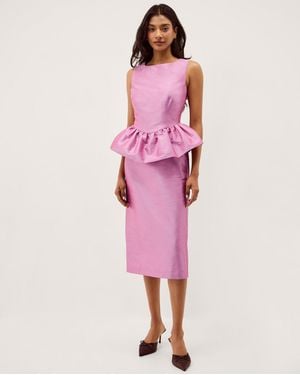 Monsoon Dahlia Peplum Midi Dress Purple - Pink