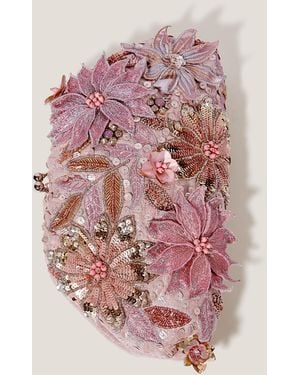 Monsoon Bloom Floral Embellished Clutch Bag - Pink