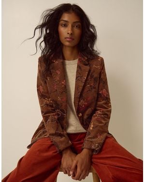 Monsoon Princella Floral Corduroy Blazer Brown