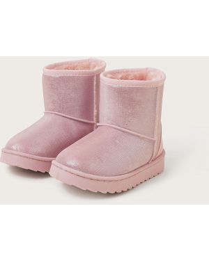 Monsoon Faux Fur-lined Metallic Ankle Boots Pink