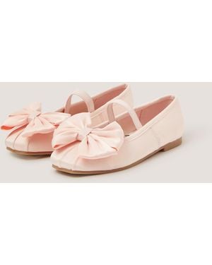 Monsoon Bow Satin Ballet Flats Pink