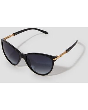 Monsoon Chain Hinge Cat Eye Sunglasses - Black