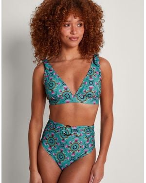 Monsoon Carla Print Bikini Bottoms Teal - Blue