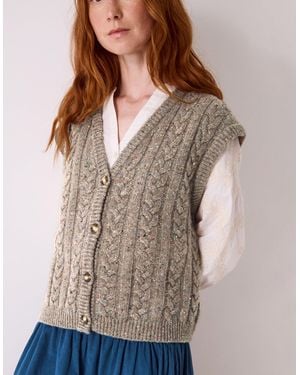 Monsoon East Keya Donegal Knit Cable Tank Natural - Brown
