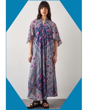 Monsoon East Emelia Floral Print Maxi Dress Multi - Blue