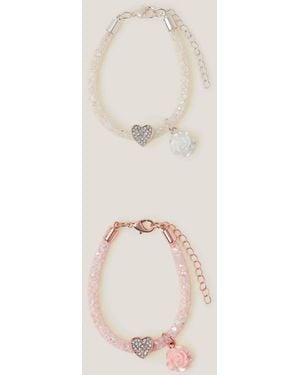 Monsoon 2-pack Heart & Rose Tube Bracelets - Natural