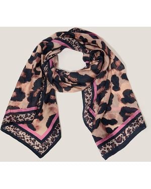Monsoon Delilah Leopard Print Silk Scarf - Multicolour