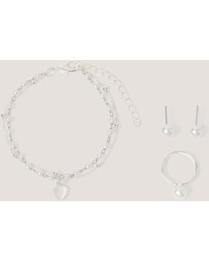 Monsoon Beaded Pearl Jewellery Set - Natural