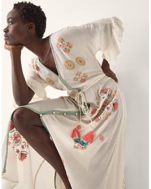 Monsoon Juniper Embroidered Maxi Dress - Natural
