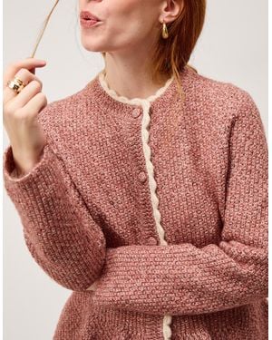 Monsoon Suki Scallop Peplum Cardigan - Pink