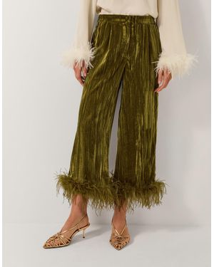 Monsoon Olivia Feather Cuff Velvet Trousers Green
