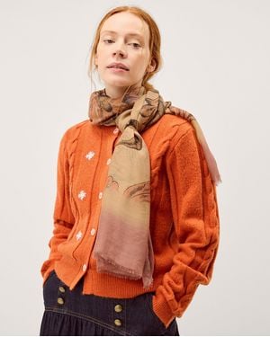 Monsoon Hermione Floral Lightweight Scarf - Orange