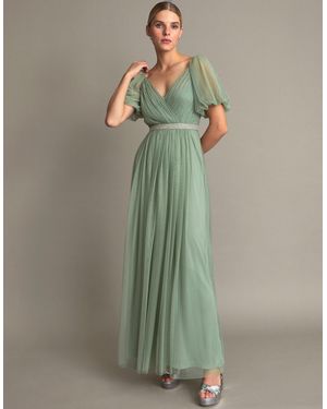 Monsoon Meghan Mesh Maxi Dress Green