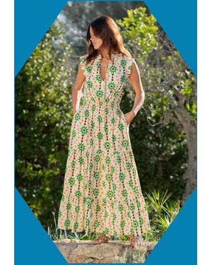 Monsoon La Galeria Elefante Women's Orange & Green Modal Floral Print Midi Dress, Size: Xl