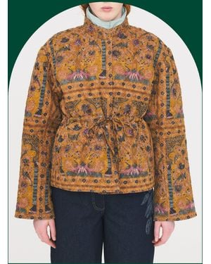 Monsoon Antik Batik Pie Print Jacquard Quilted Jacket Camel - Black