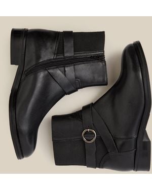 Monsoon Elie Leather Ankle Boots Black