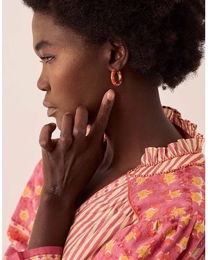 Monsoon Gas Bijoux Enamel Gold-plated Hoop Earrings - Red