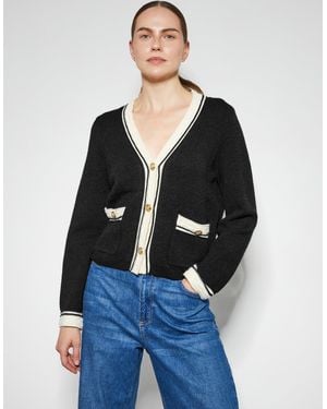 Monsoon Pia Contrast Trim Cardigan Black - Blue