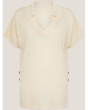 Monsoon Cloe Knitted Collar Top Yellow - Natural