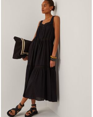 Monsoon Maddi Sleeveless Embroidered Midi Dress Black