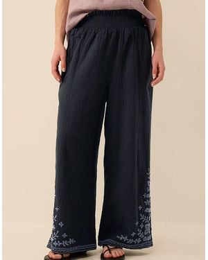 Monsoon East Carita Hand-embroidered Trousers Blue