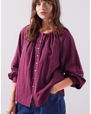 Monsoon East Sereni Striped Cotton Shirt Red - Purple