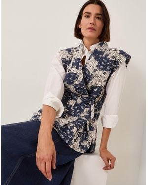 Monsoon Alison Floral Quilted Gilet Blue