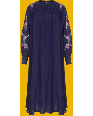 Monsoon Tallulah And Hope Greta Embroidered Maxi Dress Blue