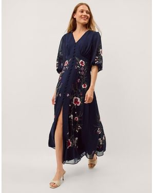 Monsoon Emi Embroidered Maxi Dress - Blue