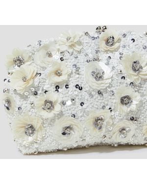 Monsoon Mia Floral Embellished Clutch Bag - Metallic